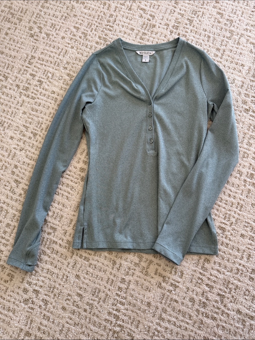 Athleta Long Sleeve Henley Top in Sage